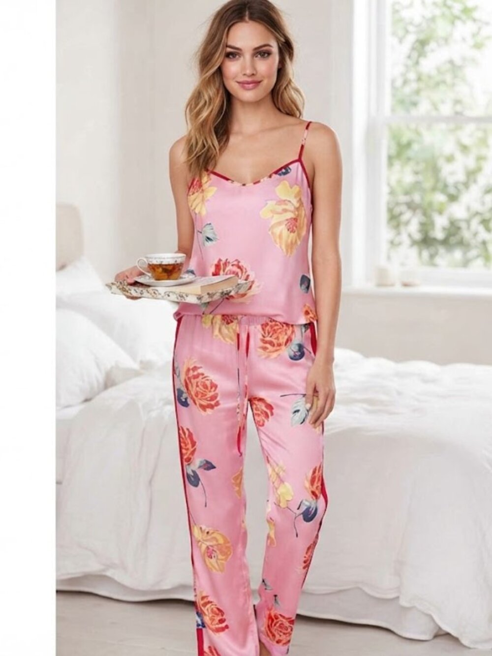 NEW 2 Piece Set Afterhours Pajama Satin Cami‎ Pants Large